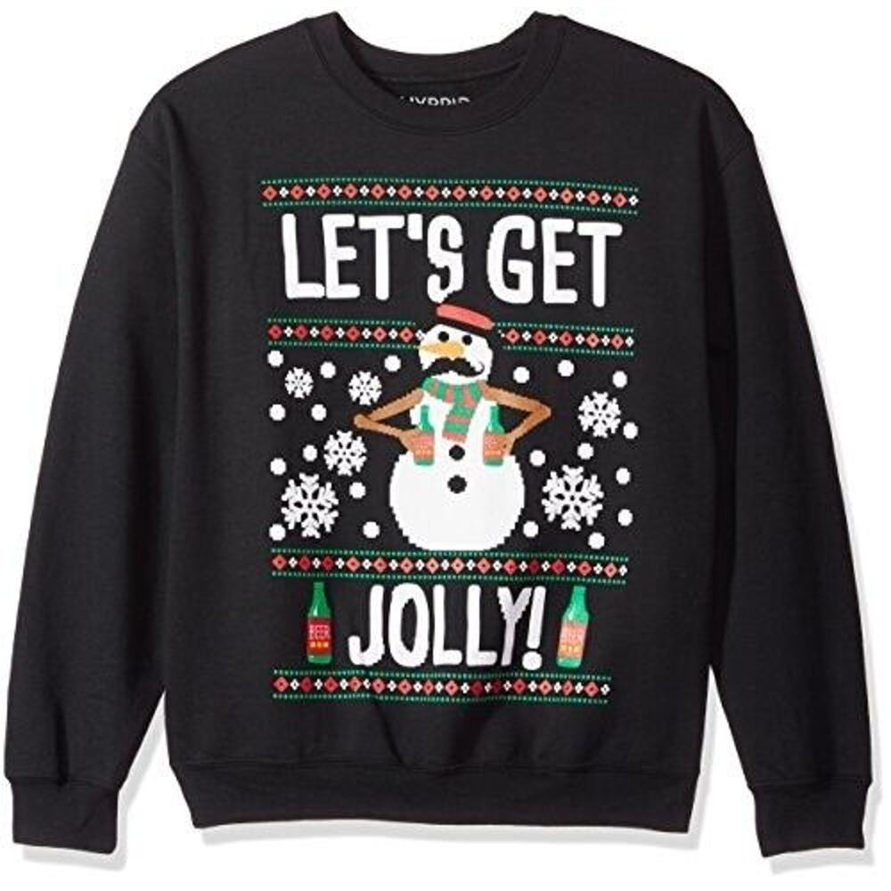 Hybrid Apparel Men's Ugly Christmas Sweater Snowman Jolly Beer Party Mustache